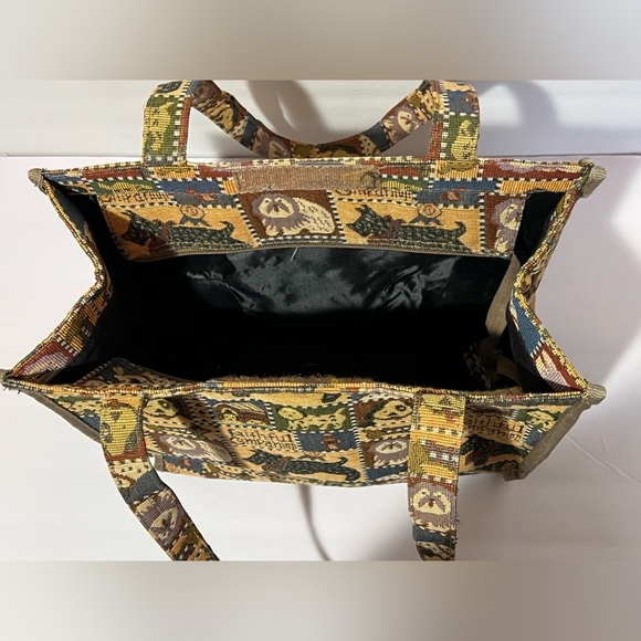 VTG Tapestry Purse Tote Bag "Faithful Companion" Scotty Dog Print Puppies Canine - Picture 7 of 9